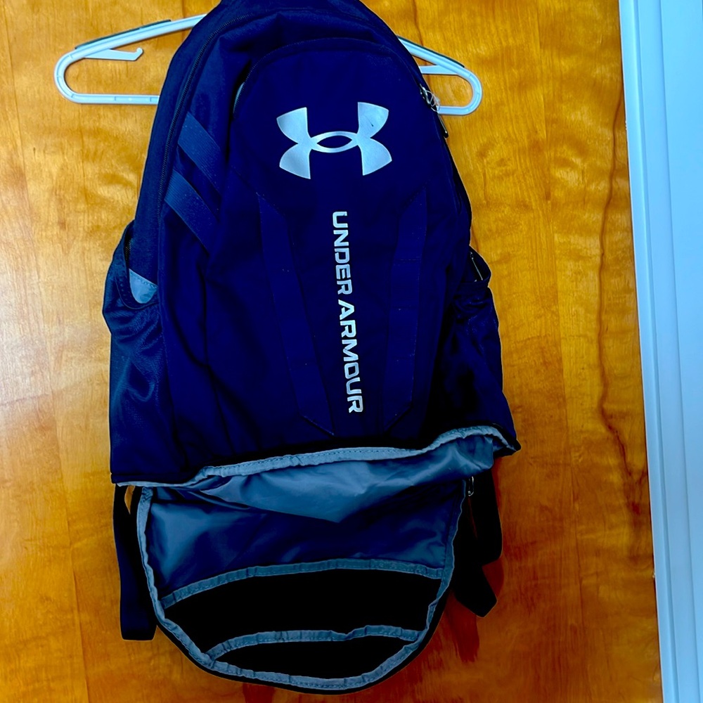 Under Armour Hustle backpack with many pockets including laptop sleeve